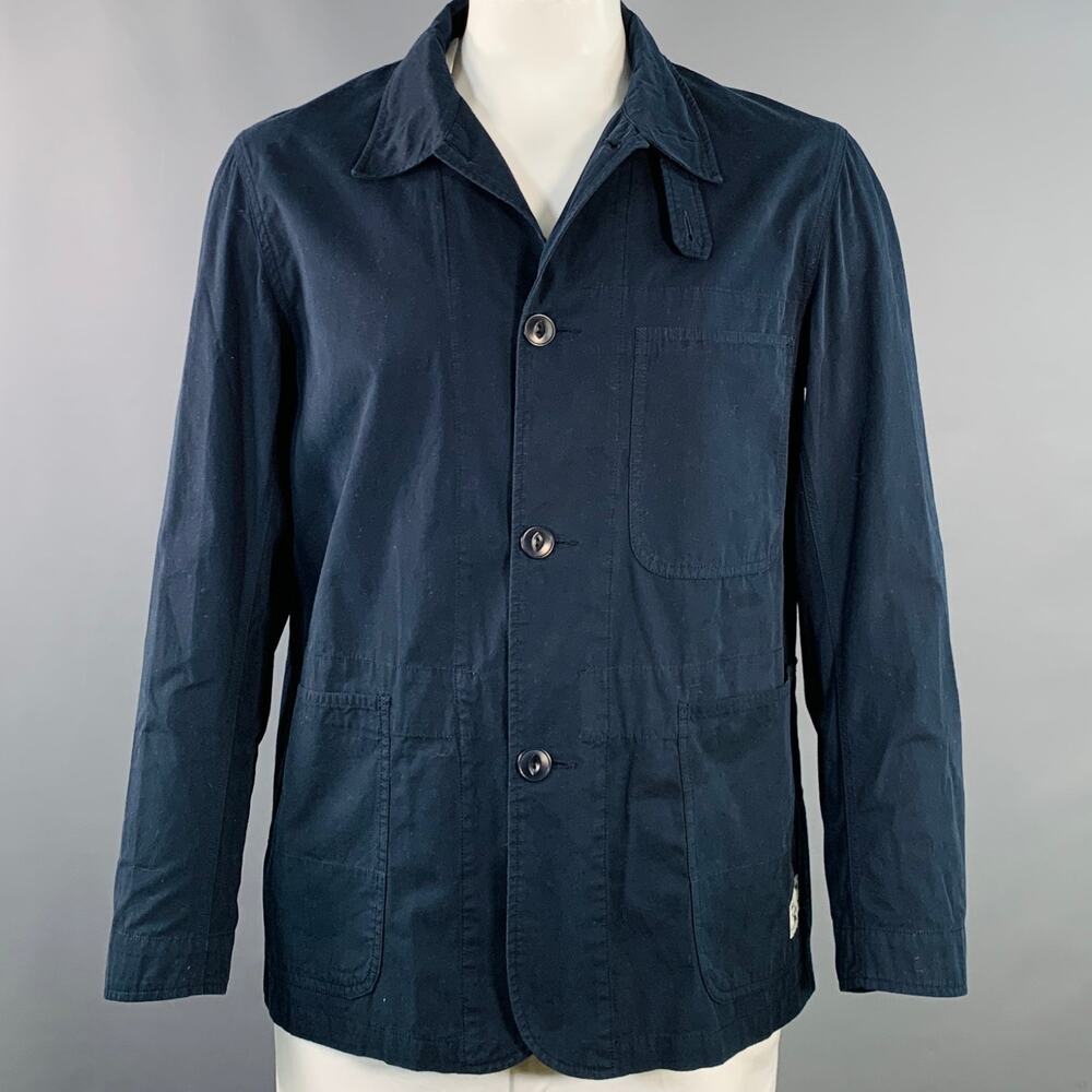 MERZ B. SCHWANEN Size L Navy Organic Cotton Shirt Chore Jacket